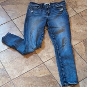 BKE Women's Distressed Skinny Jeans - Dark Blue